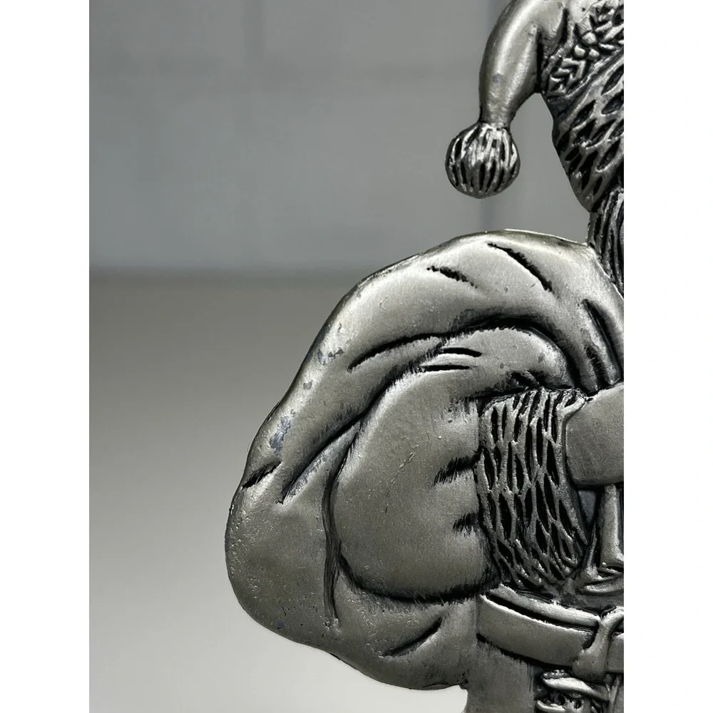 Pewter Santa Stocking Holder Hanger Bag Gifts Christmas‎ Teddy Bear Silver Tone